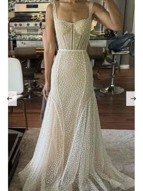 Sheer and sparkling fit and flare Wedding Dress